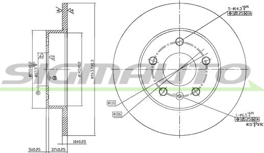 SIGMAUTO DBB044S - Спирачен диск vvparts.bg