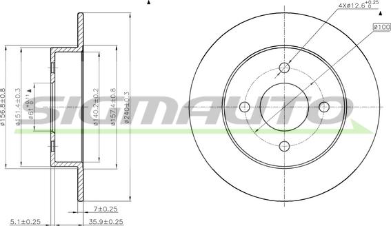 SIGMAUTO DBB058S - Спирачен диск vvparts.bg