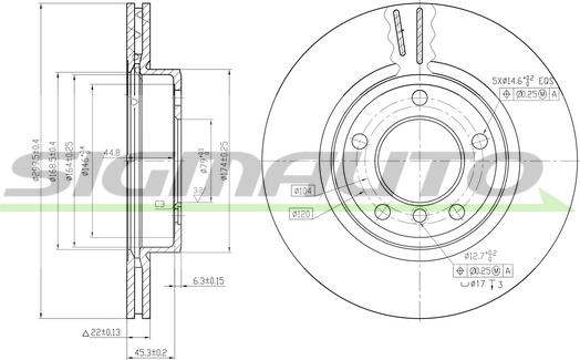 SIGMAUTO DBB066V - Спирачен диск vvparts.bg