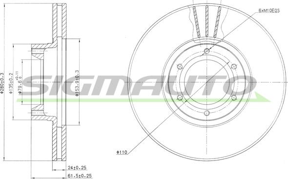 SIGMAUTO DBB067V - Спирачен диск vvparts.bg