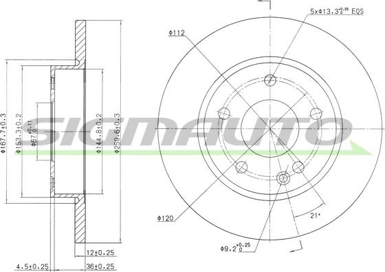 SIGMAUTO DBB034S - Спирачен диск vvparts.bg