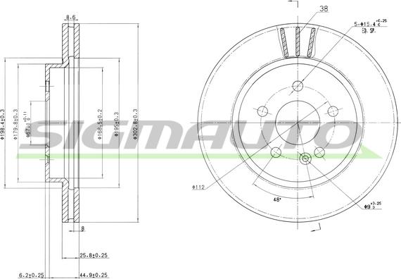 SIGMAUTO DBB036V - Спирачен диск vvparts.bg