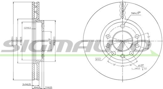 SIGMAUTO DBB191V - Спирачен диск vvparts.bg