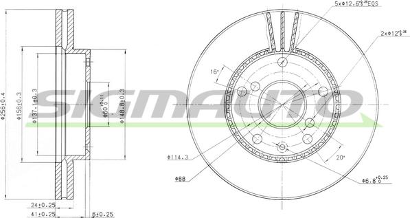 SIGMAUTO DBB192V - Спирачен диск vvparts.bg