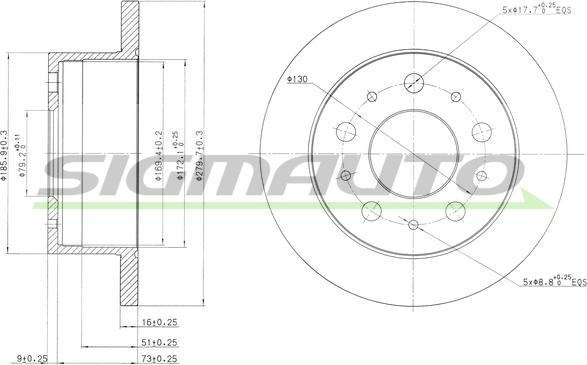 SIGMAUTO DBB145S - Спирачен диск vvparts.bg