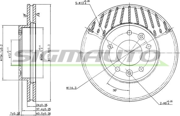 SIGMAUTO DBB146V - Спирачен диск vvparts.bg