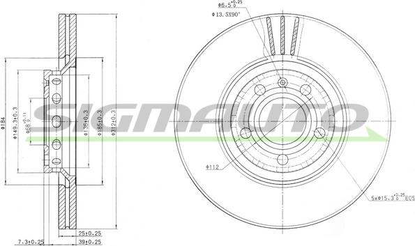 SIGMAUTO DBB156V - Спирачен диск vvparts.bg