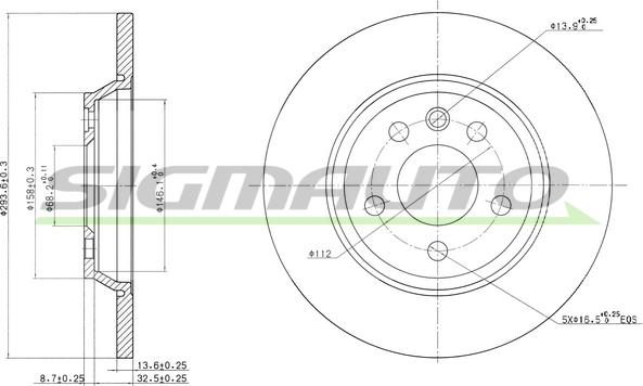 SIGMAUTO DBB158S - Спирачен диск vvparts.bg