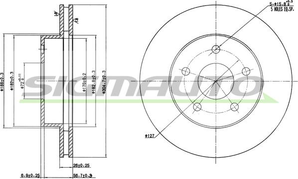 SIGMAUTO DBB169V - Спирачен диск vvparts.bg