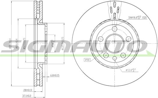 SIGMAUTO DBB165V - Спирачен диск vvparts.bg