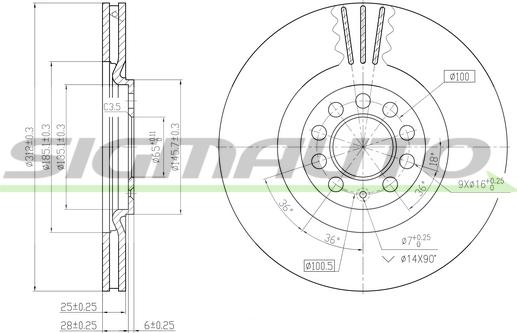 SIGMAUTO DBB118V - Спирачен диск vvparts.bg