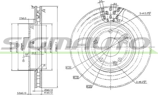 SIGMAUTO DBB135V - Спирачен диск vvparts.bg