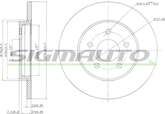 SIGMAUTO DBB126S - Спирачен диск vvparts.bg