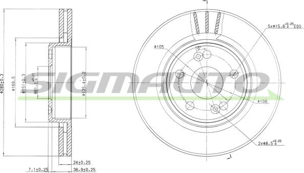 SIGMAUTO DBB123V - Спирачен диск vvparts.bg