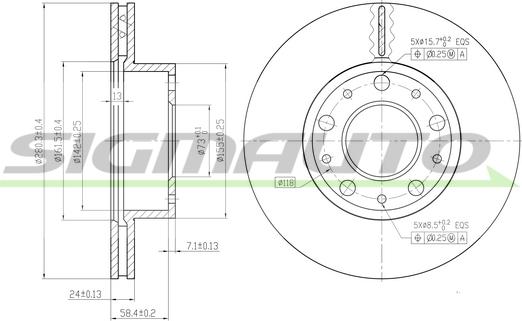 SIGMAUTO DBB170V - Спирачен диск vvparts.bg