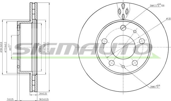 SIGMAUTO DBB171V - Спирачен диск vvparts.bg