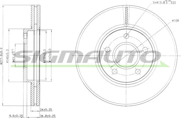 SIGMAUTO DBB172V - Спирачен диск vvparts.bg