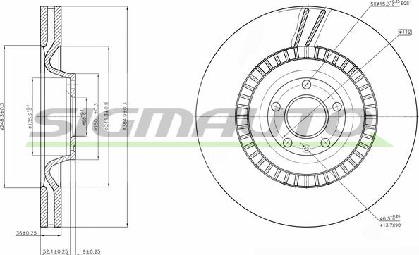 SIGMAUTO DBB899V - Спирачен диск vvparts.bg