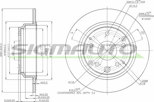 SIGMAUTO DBB894S - Спирачен диск vvparts.bg