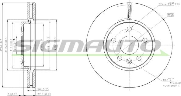 SIGMAUTO DBB869V - Спирачен диск vvparts.bg