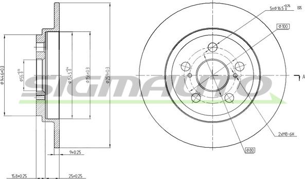 SIGMAUTO DBB866S - Спирачен диск vvparts.bg