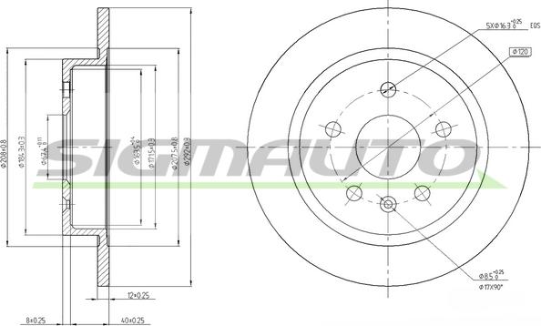 SIGMAUTO DBB804S - Спирачен диск vvparts.bg