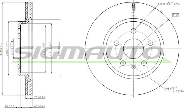 SIGMAUTO DBB805V - Спирачен диск vvparts.bg