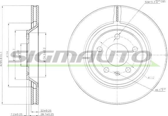 SIGMAUTO DBB889V - Спирачен диск vvparts.bg