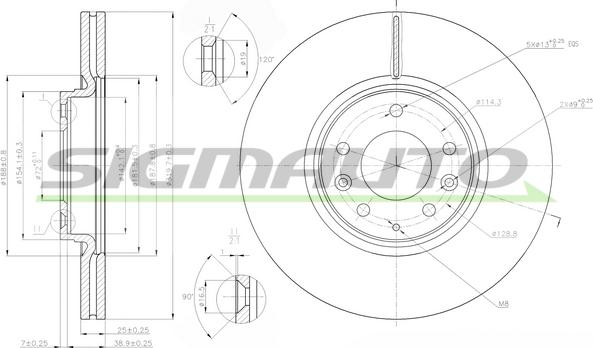 SIGMAUTO DBB880V - Спирачен диск vvparts.bg