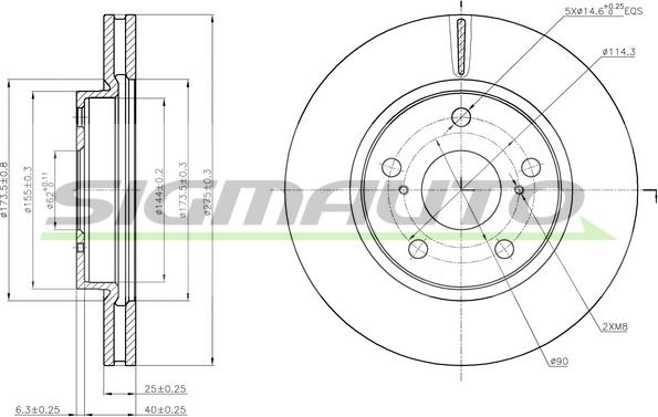 SIGMAUTO DBB838V - Спирачен диск vvparts.bg