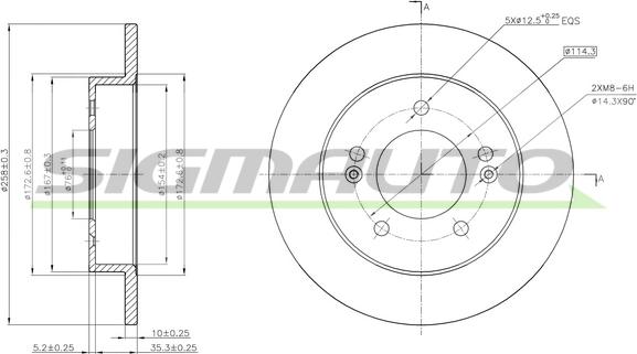 SIGMAUTO DBB874S - Спирачен диск vvparts.bg