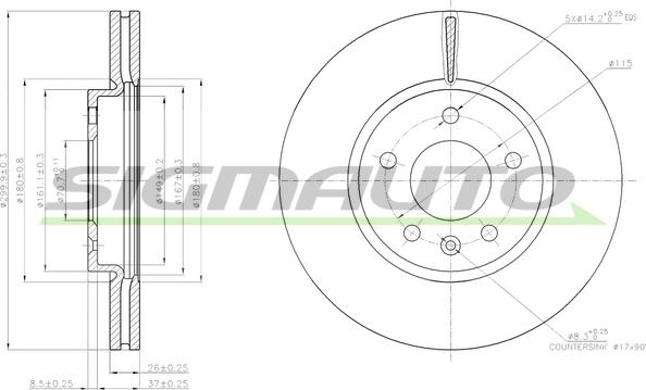 SIGMAUTO DBB870V - Спирачен диск vvparts.bg