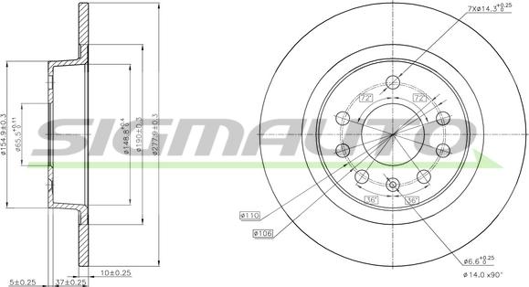 SIGMAUTO DBB877S - Спирачен диск vvparts.bg