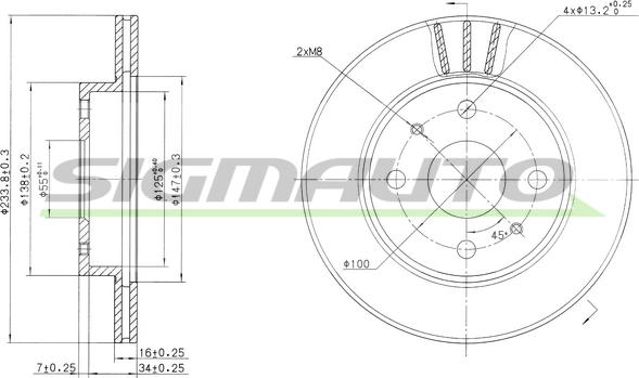 SIGMAUTO DBB394V - Спирачен диск vvparts.bg