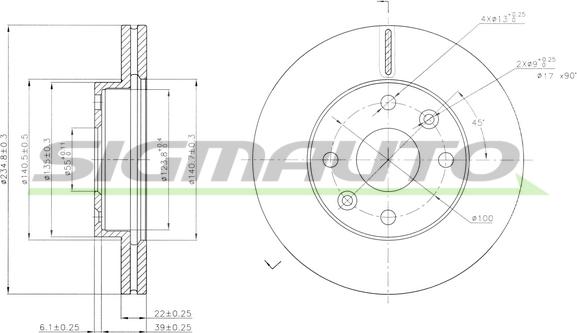 SIGMAUTO DBB391V - Спирачен диск vvparts.bg