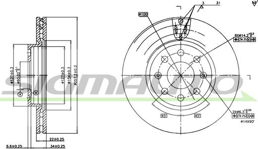 SIGMAUTO DBB304V - Спирачен диск vvparts.bg