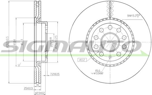 SIGMAUTO DBB305V - Спирачен диск vvparts.bg