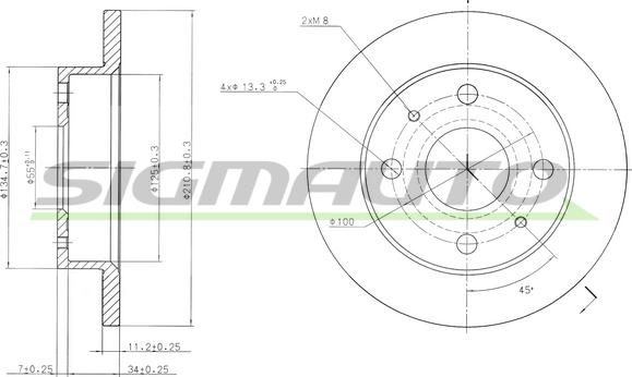 SIGMAUTO DBB302S - Спирачен диск vvparts.bg