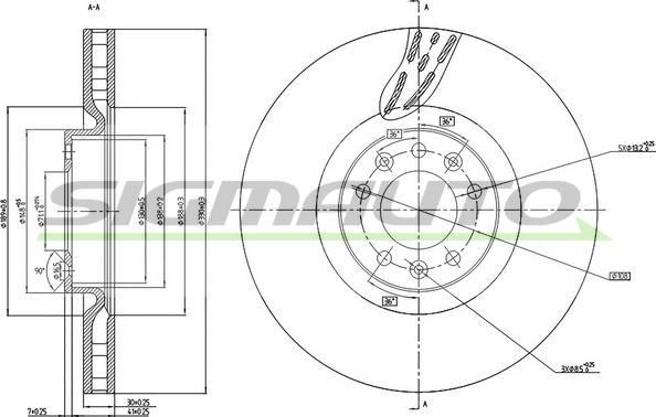 SIGMAUTO DBB319V - Спирачен диск vvparts.bg