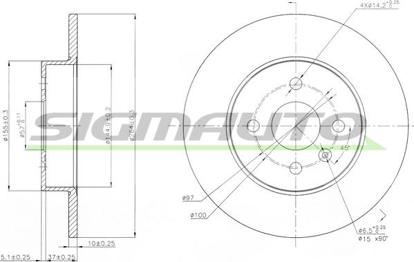 SIGMAUTO DBB313S - Спирачен диск vvparts.bg