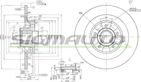 SIGMAUTO DBB386S - Спирачен диск vvparts.bg