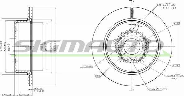 SIGMAUTO DBB375V - Спирачен диск vvparts.bg