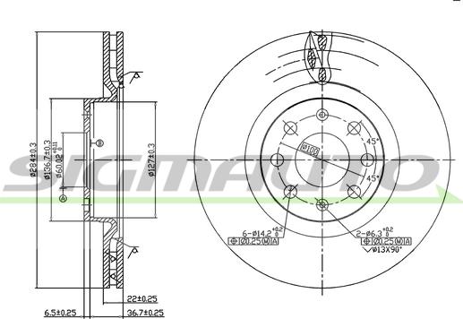 SIGMAUTO DBB298V - Спирачен диск vvparts.bg