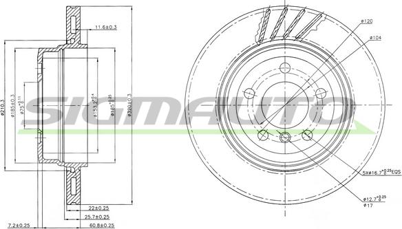 SIGMAUTO DBB297V - Спирачен диск vvparts.bg