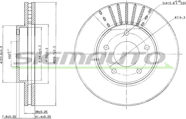 SIGMAUTO DBB249V - Спирачен диск vvparts.bg