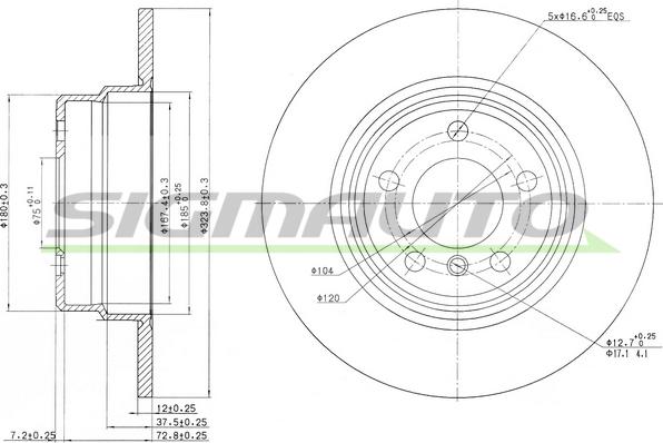 SIGMAUTO DBB255S - Спирачен диск vvparts.bg