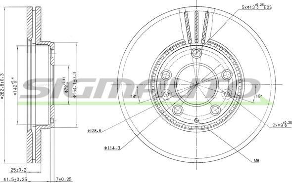 SIGMAUTO DBB210V - Спирачен диск vvparts.bg