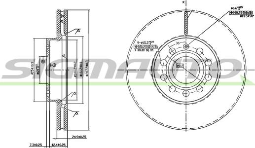 SIGMAUTO DBB218V - Спирачен диск vvparts.bg