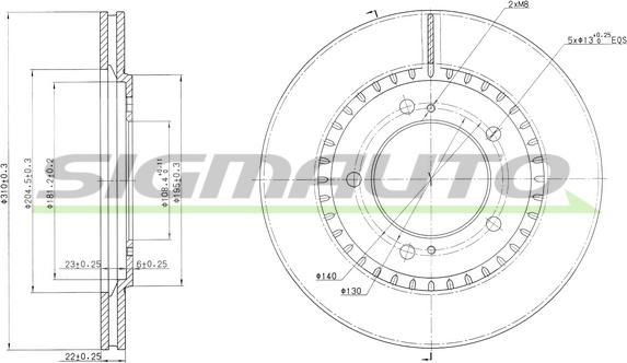 SIGMAUTO DBB282V - Спирачен диск vvparts.bg