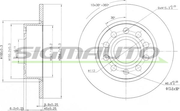 SIGMAUTO DBB224S - Спирачен диск vvparts.bg